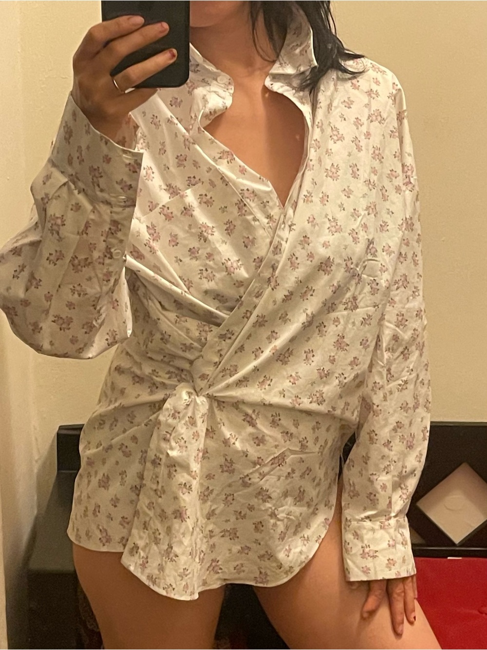 NWT For Love & Lemons Button-Down Shirt with Pink Floral Print, size M